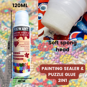 Sigillante per pittura diamantata da 120ml <span class=keywords><strong>colla</strong></span> per <span class=keywords><strong>Puzzle</strong></span> 2-in-1 a asciugatura rapida permanente Non ingiallita finitura lucida per artigianato fai da te - Product Image 3