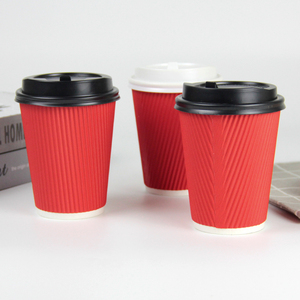 PLA coated customized logo ripple wall paper cups with lids