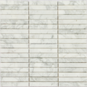 Carrara กระเบื้องโมเสคหินอ่อนสีขาวขนาด15*48มม. กระเบื้องโมเสคหินสี่เหลี่ยมสีขาวสี่เหลี่ยมสำหรับกระเบื้องทั้งผนังและพื้น - Product Image 3