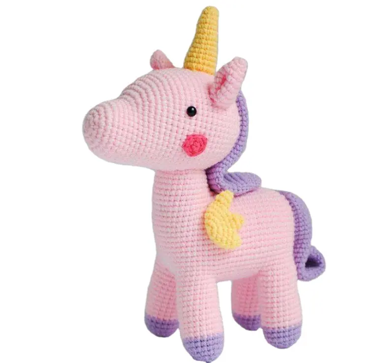 Cavalo <span class=keywords><strong>de</strong></span> tecido criativo feito à mão, adorável com unicórnio, brinquedo do bebê