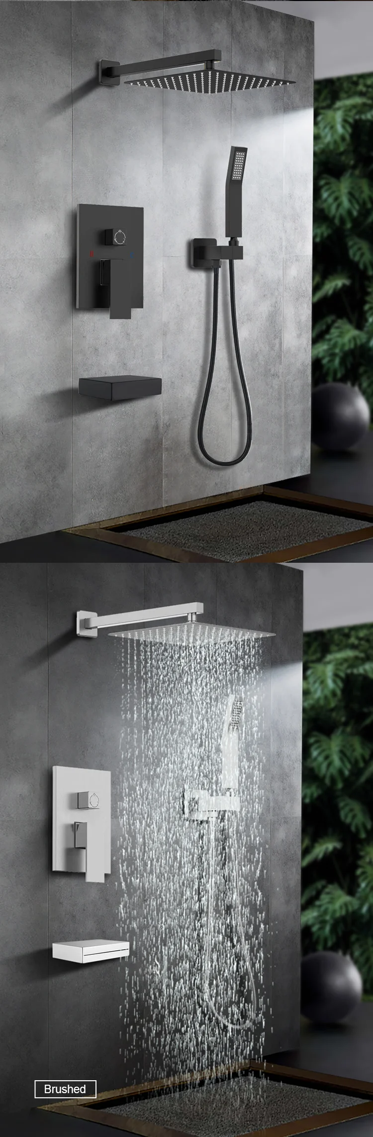 shower set in wall mounted brass tap Bathroom taps luxury brass kits rain rainfall showerset mixer faucet set rainshower