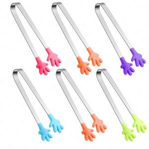 Gift Bonus Kitchen Gadets 13cm Cute Palm Stainless Steel Silicone <b>Mini</b> Sugar Tong Food Clip BBQ Party Kitchen - Product Image 1