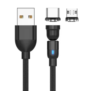 Greenport 3 In 1 540 Graden Magnetische Kabel Magneet Type C Kabel Usb Telefoon Kabel Met Data-overdracht 3A Snelle opladen 540 Rotatie