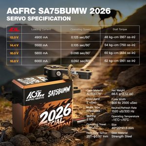 Agfrc Sa75bumw 62Kg Brushless Rc เซอร์โวมอเตอร์ 0.092 วินาทีความเร็วสูงเกียร์โลหะเต็มรูปแบบตั้งโปรแกรมได้อัจฉริยะสำหรับยานพาหนะ Rc - Product Image 3