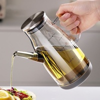 Pot minyak kaca borosilikat tinggi, wadah penyimpanan tinggi anti lengket dari baja dapur, botol minyak rumah tangga tahan panas
