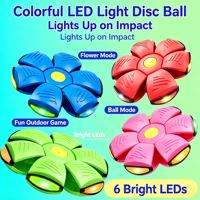 Jouet pour chien Transform Flying Saucer Ball, jouet interactif pour animaux de compagnie avec LED, qui se déforme en pressant, pour jouer en extérieur
