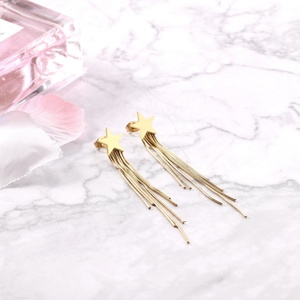 Pendientes Largos de Borla con Estrella de Acero Inoxidable Chapado en Oro de 18K, Joyería de Moda para Mujer, Accesorios de Fiesta Modernos, Pendientes Colgantes - Product Image 2