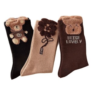 Calcetines de Felpa con Diseño de Oso, Medios, Térmicos, para Mujer, con Patrón de Anime y Dibujos Animados, para Otoño e Invierno, Cálidos, para Jóvenes de 18 a 40 Años - Product Image 4