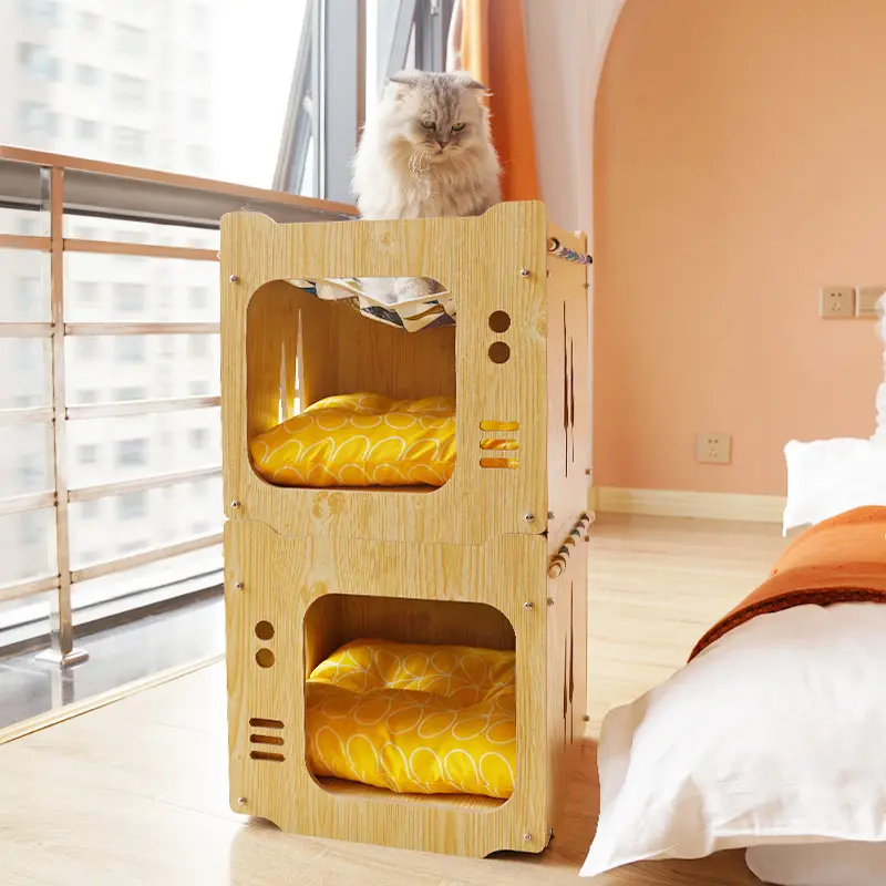 Custom Modern Indoor Dog Cat Furniture House Handmade Carriers Small Animal Cabinet Houses Pet Cages Cat House