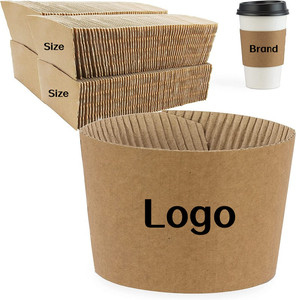 Custom Printed Logo Branded Plain Insulated <b>Disposable</b> Black Hot Drink Iced Kraft Paper Coffee <b>Cup</b> Sleeves - Product Image 5