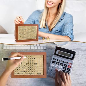 สติกเกอร์แผ่นกลยุทธ์การออมกล่องประหยัดเงินแบบกำหนดเองสำหรับกล่องไม้กระปุกออมสิน - Product Image 4