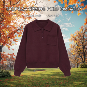 Pull décontracté simple à col rabattu pour femme, nouvelle collection hiver 2025, en Spandex/Polyester respirant, manches longues, style vintage 5536008 - Product Image 2