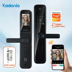 Kadonio Tuya приложение Rfid клавиатуры отпечатков пальцев дверная ручка замок с дверным звонком дверной Глаз Камера беспроводной скрытый домофон умная безопасность