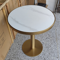 Table à manger en marbre blanc pour hôtel, base en acier inoxydable doré, tables à manger modernes, meubles de luxe