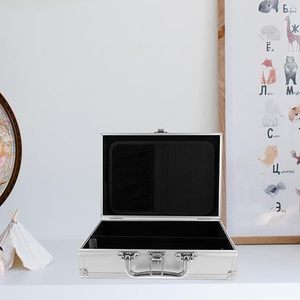 Caja de herramientas de aleación de aluminio, maletín de metal portátil, organizador, estuche de almacenamiento compacto de mano para uso profesional y doméstico, color plateado - Product Image 2