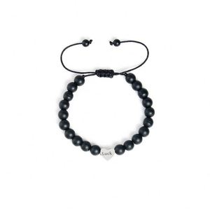 Pulsera de Pareja Ajustable con Cuentas de Piedra Natural y Corazón Tejido, Joyería para el Día de San Valentín - Product Image 5