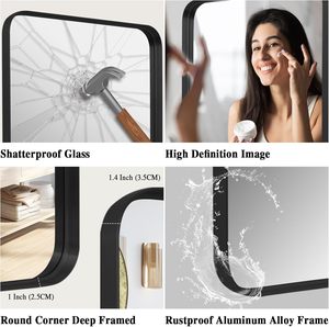 Modern Design <b>Black</b> Decorative Wall <b>Mirror</b> for <b>Bathroom</b> Bedroom or Living Room Mail Order Packing Included - Product Image 5