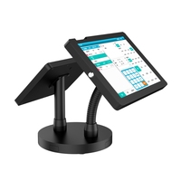 Support de tablette en métal à double écran Peacemounts TPS-D, rotation à 360 degrés, iPad, comptoir de caisse, capacité de 20 livres, noir/blanc