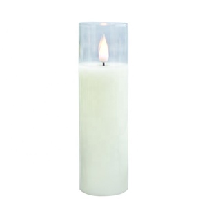 Bougie pilier à lumière chaude, fonctionnant sur piles, <span class=keywords><strong>rechargeable</strong></span>, décoration d'intérieur, bougie en verre <span class=keywords><strong>LED</strong></span> 3D blanche - Product Image 5