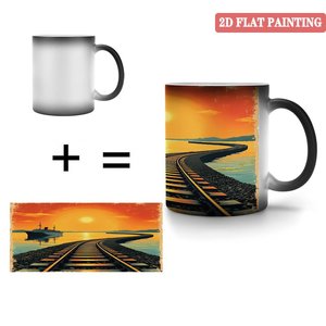 Mug magique en céramique noir givré de 11 oz, changeant de couleur à la chaleur, pour usage quotidien au bureau - Product Image 4