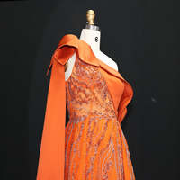 Jancember SZ323 Élégant Orange Une Épaule Perles Diamant Soirée Occasion Robes Formelles