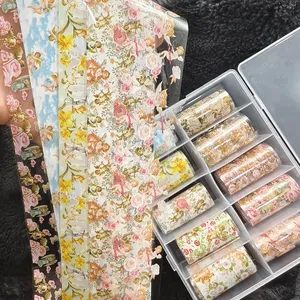 10 Rouleaux de Papier de Transfert pour Ongles à Motifs Halloween, Fleurs, Carreaux, Anges, Marbre et Nœuds, Autocollants et Décalcomanies pour Nail Art, Décoration d'Ongles - Product Image 4