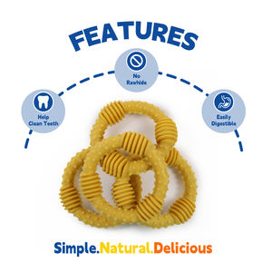 Pal's Delight Brand 3 "Anillo dental Perro Golosinas Sabor natural 120 g/bolsa Carne Fácilmente digerible Alto en proteínas Ayuda a limpiar los dientes - Product Image 4