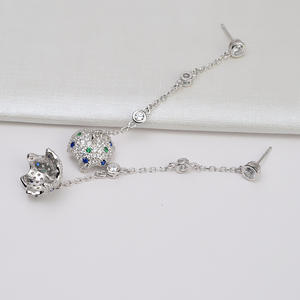 Pendientes Largos de Plata S925 con Perlas, Personalizables, DIY, Accesorios de Joyería de Cristal de 8-9 mm, Bandeja Vacía 1187 - Product Image 3