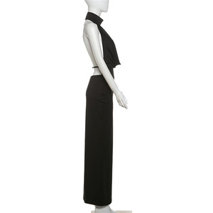 Viviblook Z0205DS Nouvelle Robe de Soirée Élégante et Sexy pour Femme, Col Halter, Décolleté en V, Dos Nu, Fente Latérale - Product Image 3