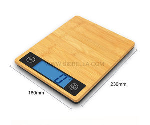 CE & LFGB Hintergrund beleuchtung Funktions zulassung LCD Batterie Tara Küche Digital waage Funktion Bambus Elektronische Küchen waage 5kg - Product Image 3