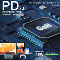 45W GaN PD 3.0 Chargeur mural portable Prise universelle Type-C avec 2 USB-C Prot Adaptateur secteur pour ordinateur portable Tablette Téléphone Nouveau Iphone 17
