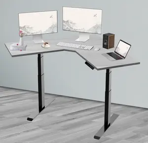 Sente-se elétrico para ficar Computador Motion Desk Altura ajustável L-Shape Office Standing Desk