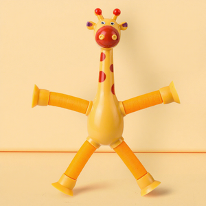 Jouet éducatif en plastique anti-stress en forme de girafe de dessin animé télescopique avec ventouse, forme variable pour les cadeaux d'enfants - Product Image 5