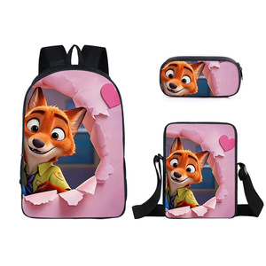 Hotverkopende Cartoon Zoo Rugzak 3-delige Set - Rugzak, Schooltas, Etui, Kleine Schoudertas - Groothandel - Product Image 3