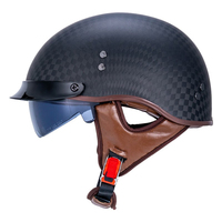 Casque de moto demi-face en fibre de carbone VCOROS FA200 avec visière solaire, boucle à dégagement rapide, homologué DOT, léger, pour adulte, été
