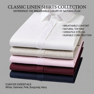 Chemises en lin pur pour hommes avec logo personnalisé, manches longues, décontractées, amples, respirantes, boutonnées, chemises habillées unies, fabricant TKAN8110 - Product Image 1