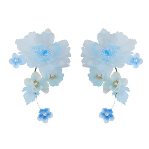 2026 Summer Original Design Ancient Style Handmade Silk <b>Flower</b> Blue Hanfu Hair Clip <b>Sweet</b> Makeup Styling Perforated <b>Flower</b> Hair - Product Image 5