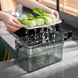 Minimalement cuisine réfrigérateur boîte de rangement PET frais-garde organisateur de qualité alimentaire couvercle en <span class=keywords><strong>verre</strong></span> Transparent bac dédié - Product Image 4