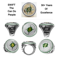 Bague de championnat de hockey sur glace unisexe personnalisable en alliage avec cristaux en strass plaqué argent/or - Marque Sidan pour