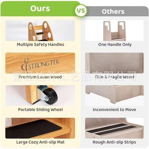 Escabeau en bois pour enfants avec roulettes, échelle d'appoint de cuisine pour enfants, design moderne, durable - Product Image 5