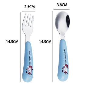 Ensemble de couverts pour enfants en plastique avec poignée, pour bébés, avec boîte, fourchette et cuillère en acier inoxydable - Product Image 6