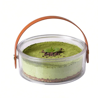 Conteneur rond pour gâteau et dessert en acrylique transparent, écologique, de qualité alimentaire, sans BPA, avec poignée et couvercle pour tiramisu