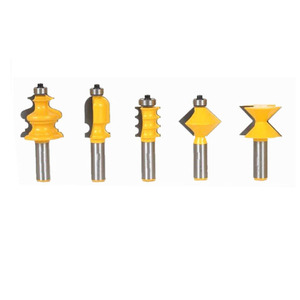 Cortador de fresado de cuentas y <span class=keywords><strong>flauta</strong></span> <span class=keywords><strong>Triple</strong></span>, cortador de brocas de enrutador de moldeo grande, cuchillo para puerta de armario para trabajo de madera, 5 uds. - Product Image 1