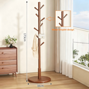 Elegante barra colgante vertical de madera maciza para ropa, estante interior multifuncional con encaje para dormitorio y sala de estar - Product Image 5