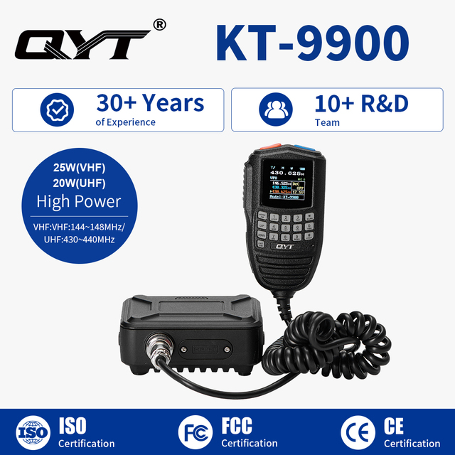 New Arrival High Quality KT-9900 25w Mini Color Screen Microphone Mobile Radio