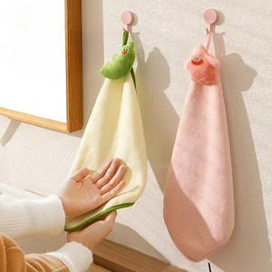 Serviette de toilette carrée en velours corail, absorbante, à suspendre, pour salle de bain et cuisine - Product Image 6