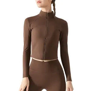 Warm Fleece Women's Slim Fit Yoga Gym Fitness Long Sleeve Yoga Suit For Woman Gym Wear Workout Zipper Jacket