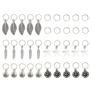 Ensemble de 35 bijoux pour cheveux, anneaux, perles pour tresses dreadlocks, pendentifs en forme de feuilles et d'étoiles, perles africaines pour cheveux, bijoux pour cheveux pour tresses - Product Image 2