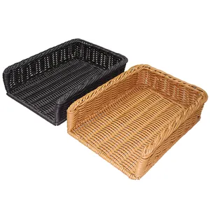 Cesto di plastica resistente di vimini intrecciato a mano per frutta e verdura di alta qualità cesto espositivo per supermercato - Product Image 1