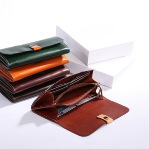 High Quality Fashion Retro Style Women's Long Leather Card Holder <b>Purse</b> Elegant Flat Buckle Clutch Wallets - Product Image 3